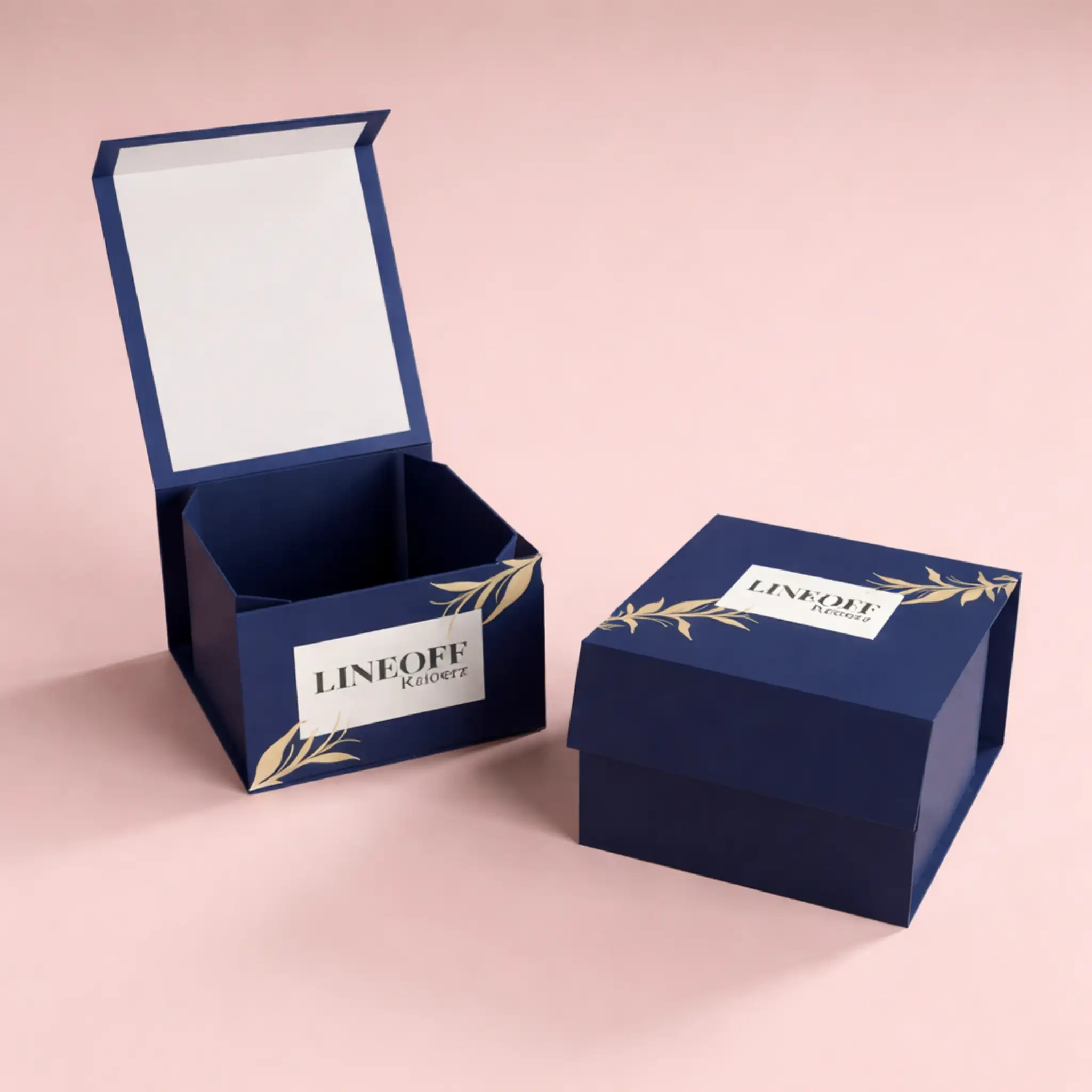 Foldable rigid packaging boxes with magnetic closure and premium finish