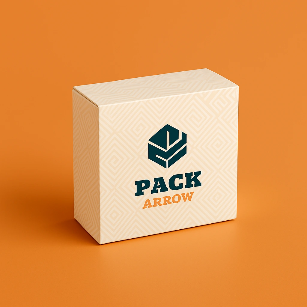Elegant custom soap boxes in Pack Arrow branding colors on orange background, featuring premium cardboard packaging design for handmade soaps